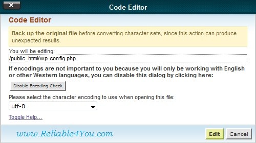 Code Editor of Cpanel